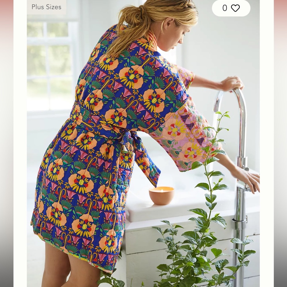 Mary O’Malley Anthropologie Reversible Quilted Robe